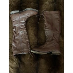 Brown mid calf boots